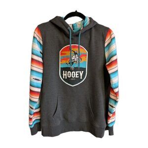Hooey Hoodie Sweatshirt Men's Medium Cowboy Aztec Stripe Cowboy Graphic Print
